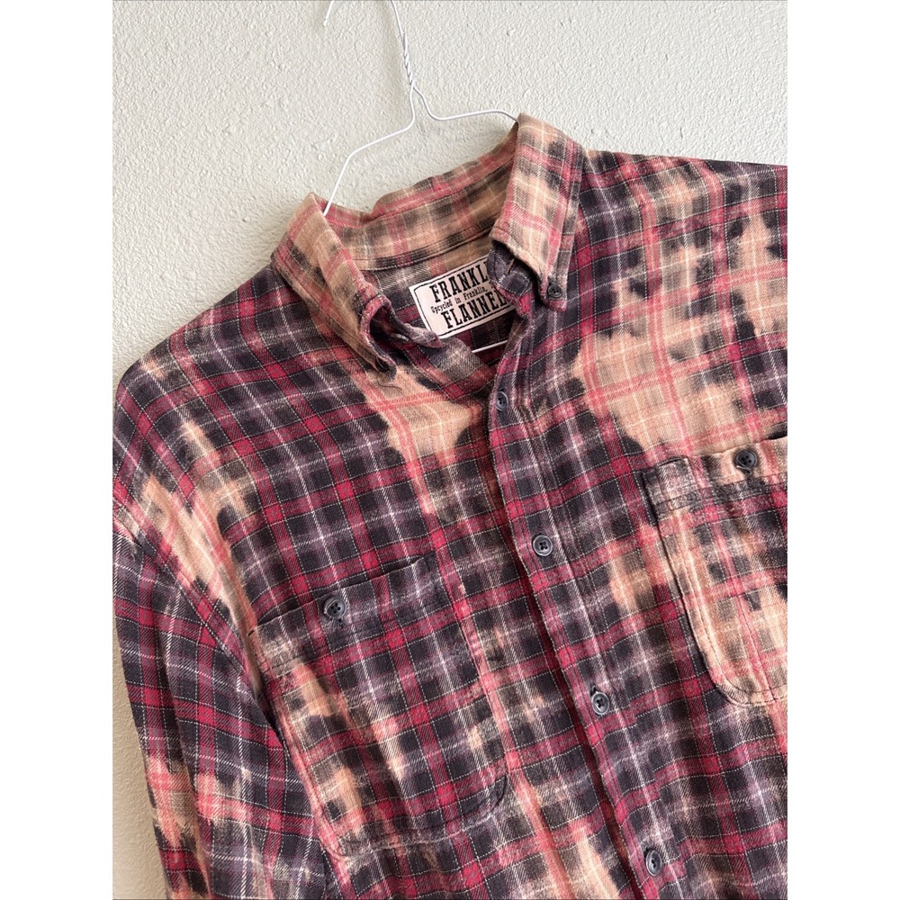 Franklin Flannels Unisex Up Cycled Plaid Flannel, Button-Down Shirt L Cowboy